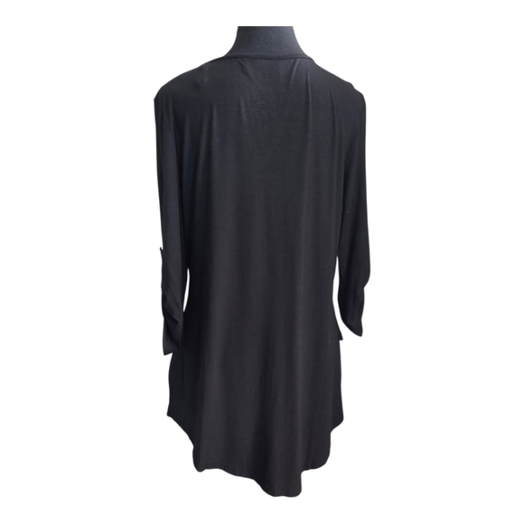 Tango Mango Black 3/4 Sleeve Blouse With Embroidery And Rhinestones Size Med - Picture 4 of 7